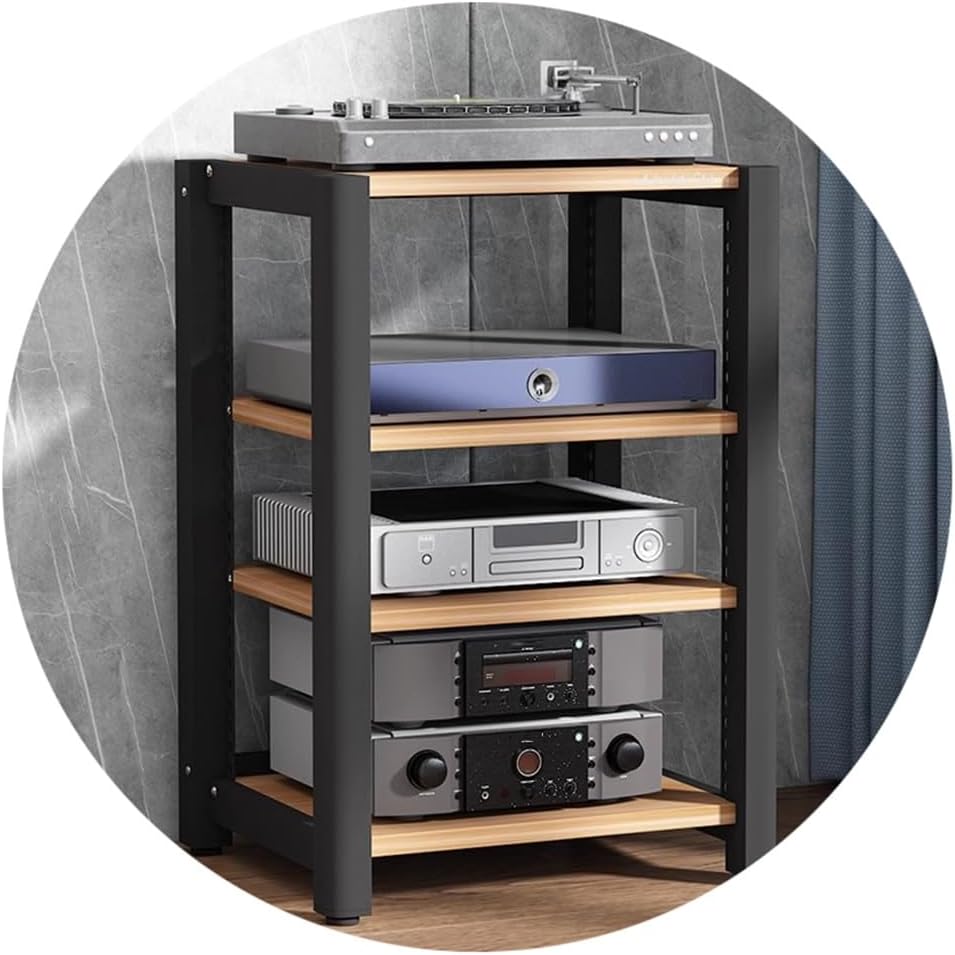 4 Tier HiFi Audio Cabinet HiFi Rack AV Shelf TV Stand for Record Player & AV Equipment Durable Wood Furniture (60 * 50 * 85 cm) Perfect Home Entertainment Solution
