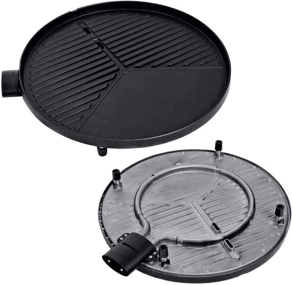 Happygrill Electric Grill Outdoor, 1350W Portable BBQ Grill w/Non-stick Griddle Plate, Temperature Control, Drip Tray, Temperature Control for Patio Camping (Black, 24.5'' Dia x 38.5'' H)