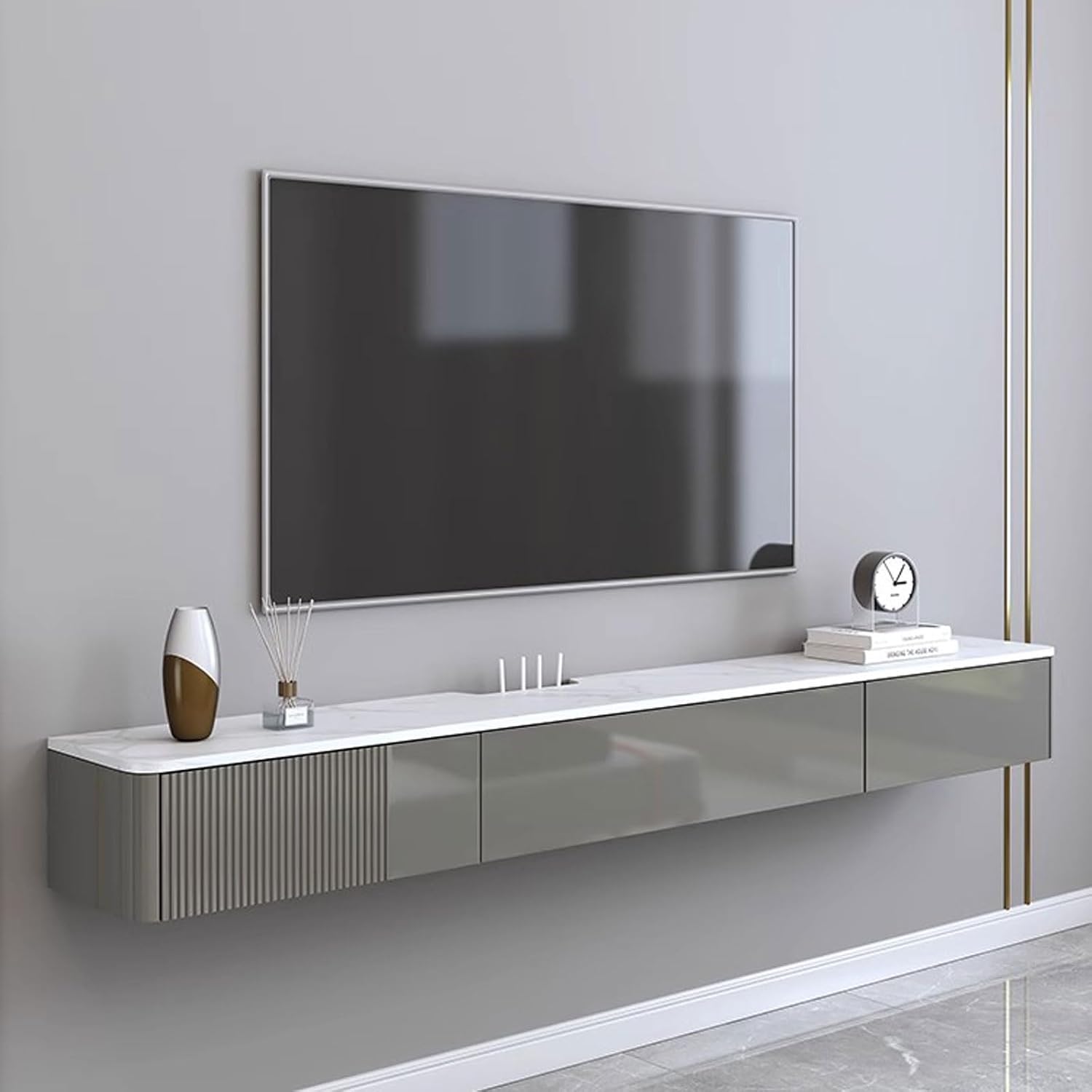 Floating TV Shelf Wall Shelf Wall Mounted TV Cabinet Home Entertainment Center TV Stands Book Shelf Game Media TV Console With drawer Storage Shelf Bedroom Living room Audio-visual Equipment Shelves