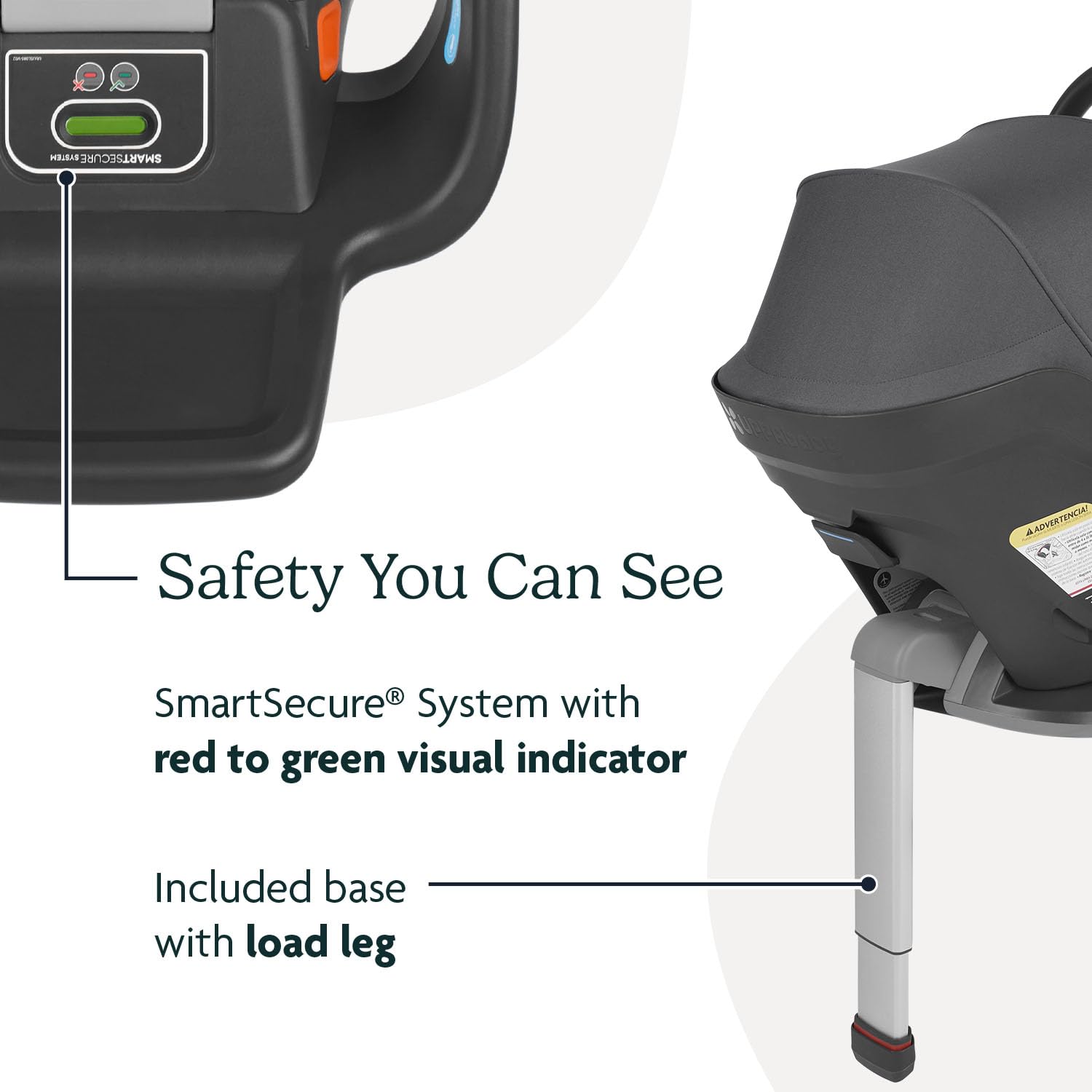 UPPAbaby Mesa Max Infant Car Seat/Base with Load Leg and Robust Infant Insert Included/Innovative Safety Features + Simple Installation/Direct Stroller Attachment/Greyson (Charcoal Mélange)
