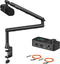 NearStream PodPro Solo Podcast Equipment Bundle with 1 Podcast Microphone, 1 Audio Interface, 1 Mic Boom Arm, 2 XLR Microphone Cable, for Podcast/Livestream/Sound Creation