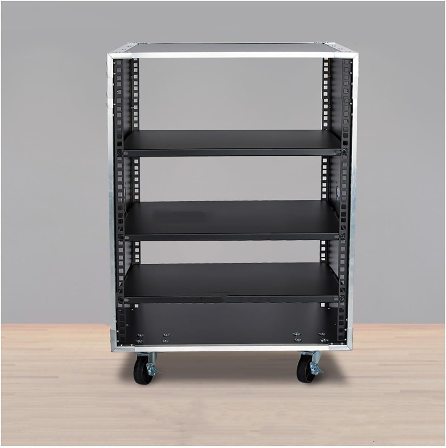 Portable Network Rack，Open Frame Rack，for Servers & AV Gear，with Caster Built-in Handle Network Rack， Rolling Network Rack（16U -87x52.5cm） (Size : 16U-3TIER-87X52.5CM)