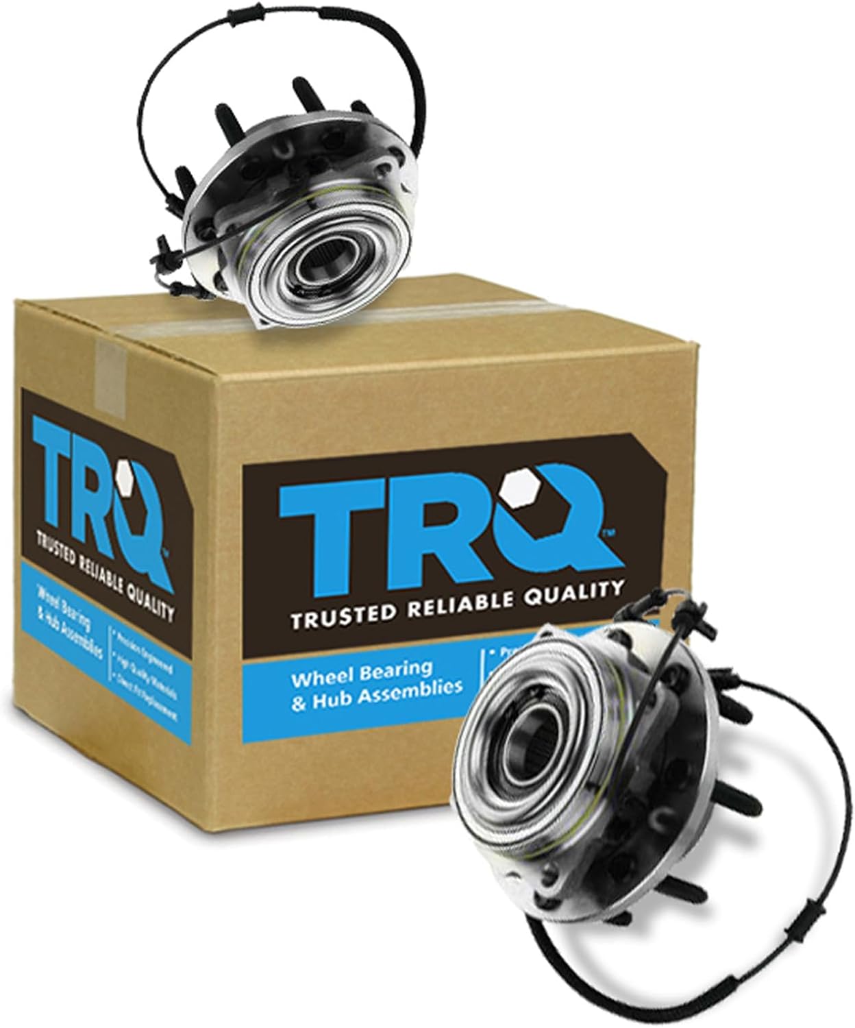 TRQ Front Left and Right Wheel Bearing and Hub Assembly 2 Piece Set for 4 Wheel Drive Single Rear Wheel Models ONLY Compatible with 2011-2016 Ford F250/F350 Super Duty 4x4 SRW