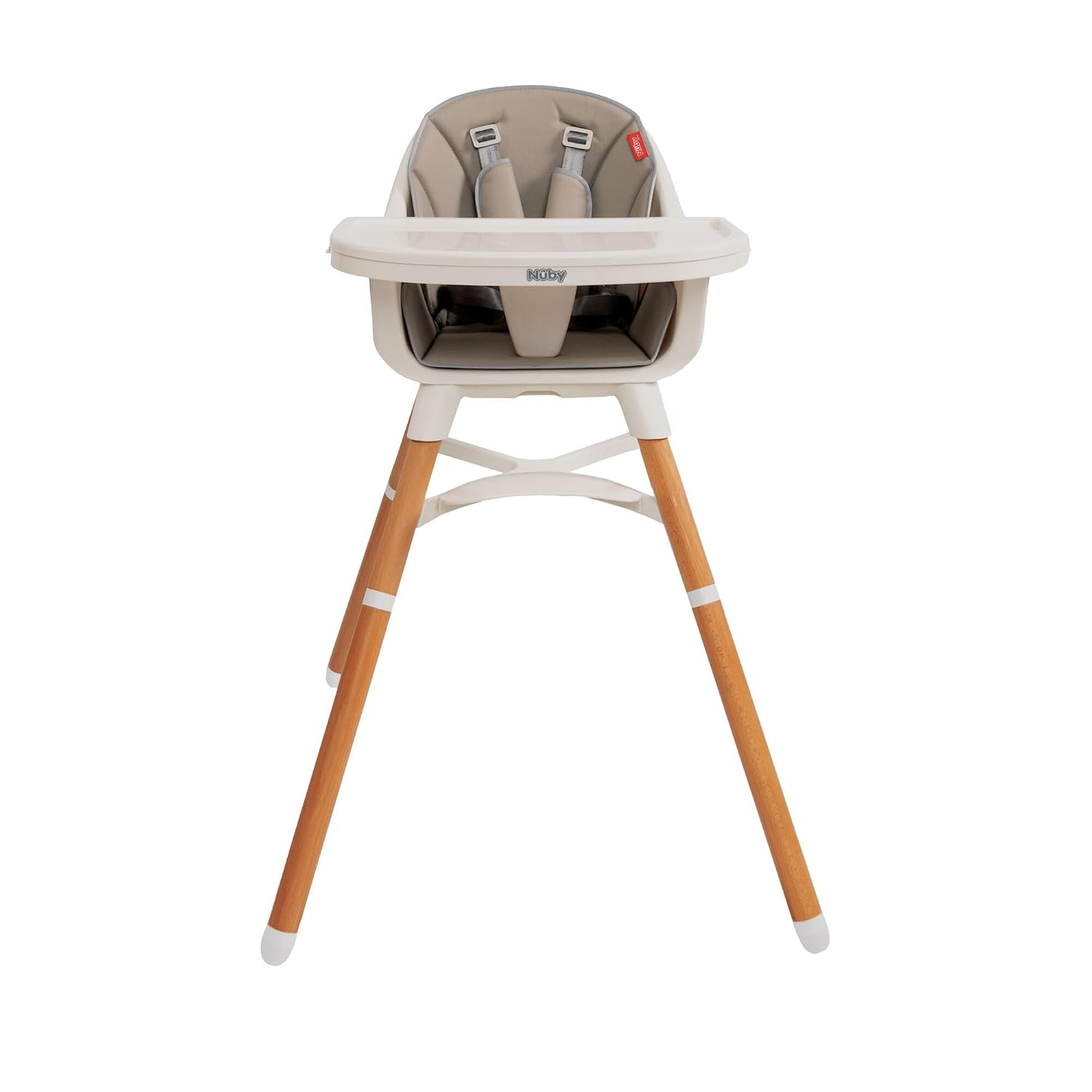 Nuby 4-in-1 Baby High Chair Seat with Removable Tray - 6+ Months to 3 Years - Adjustable Toddler Chair for Eating - Holds Up to 60 lbs - Gray