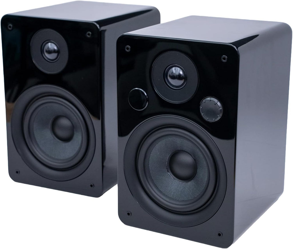 Peachtree Audio M25x Powered Bookshelf Speakers (Pair) – Piano Black | Bluetooth Wireless & Wired | 5.25' Woofer, USB Input, Subwoofer Out, Remote Control