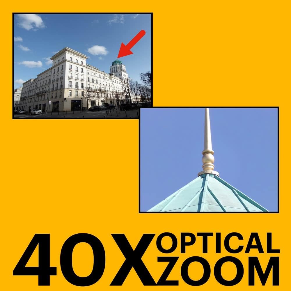 KODAK Pixpro Astro Zoom AZ405 Digital Camera Bridge, X40 Zoom, 24 mm Wide Angle, 20 Megapixels, LCD 3, Full HD 1080p Video, OIS, AA Battery – Red