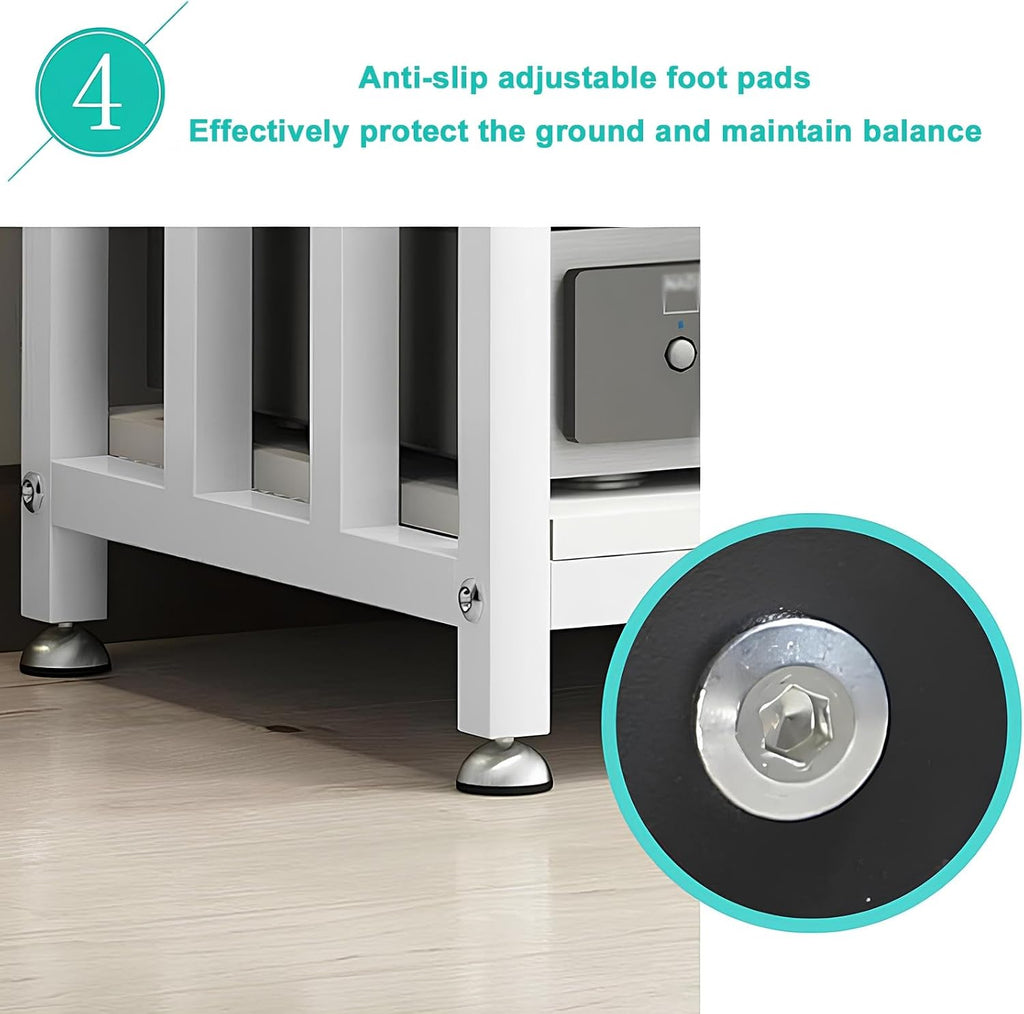 Media Stand with Adjustable Shelf, Rolling Stereo Cabinet for Living Room Home Office, Versatile Media Storage Rack for DVDs Gaming Consoles and Audio Equipment
