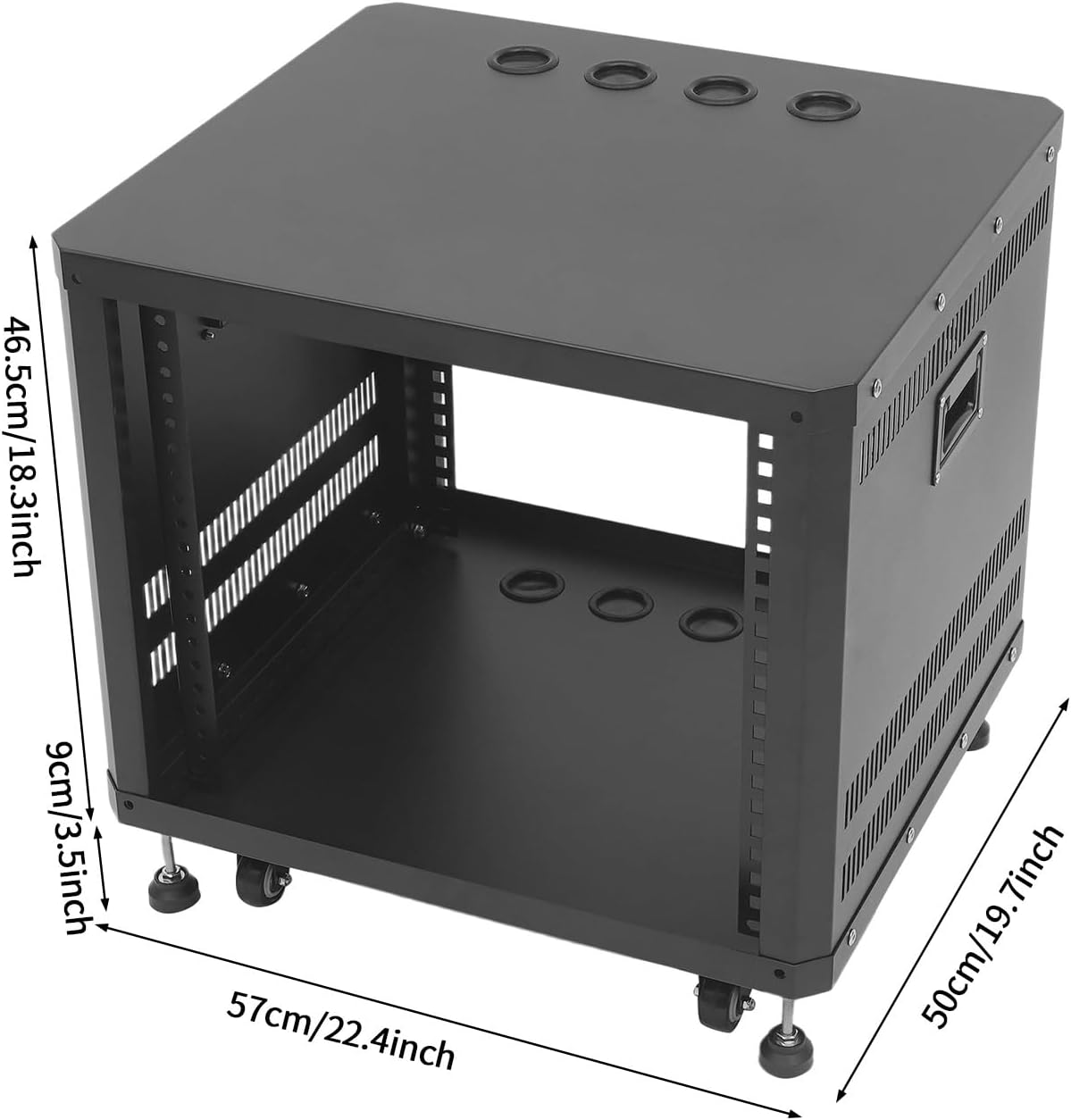 9U Open Frame Server Rack Free Standing and Tabletop Network Server Rack AV Rack with Casters for Networking IT Equipment AV Gear Router Modem (Black, 9U)