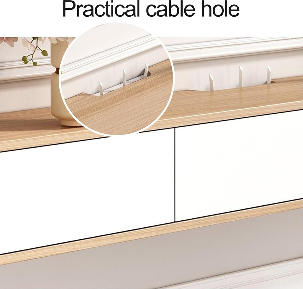 Floating TV Stand with 3 Drawers for 32-65' TVs, Wall Mounted Modern Audio Visual Media Equipment Storage Center Console with Cable Holes for Living Room,Bedroom (Color : Natural, Size : 14