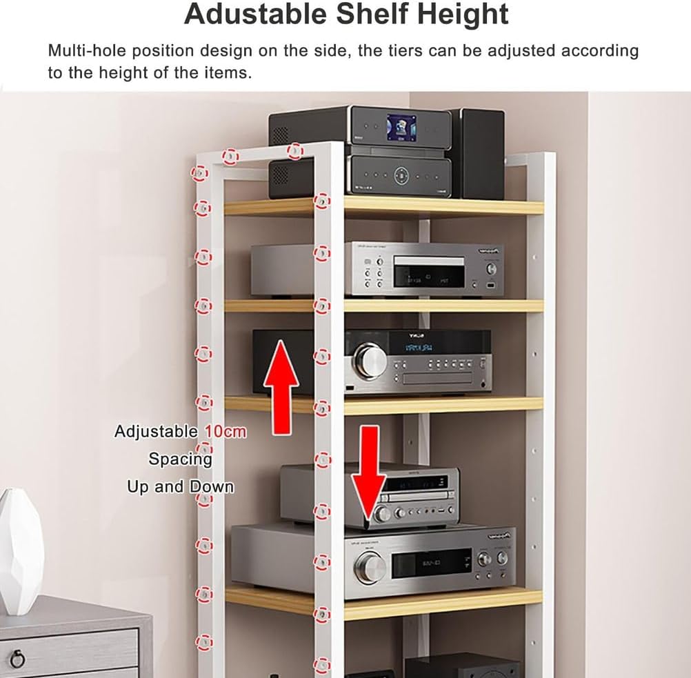 7-Tier Heavy Duty Audio Component Rack 140cm Tall - HiFi Amplifier Rack/Audio-Video Shelving - CD Record Player Stereo Receiver AV Equipment Cabinet Display Stand,A