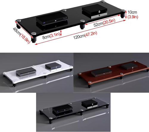 120cm Long Media Stand Audio/Video Component Cabinet, Home Stereo Racks and Stands, Heavy Duty Upright Modern Audio Equipment Rack, Open-Ended Modular Unit, Black-#1-1 Tier