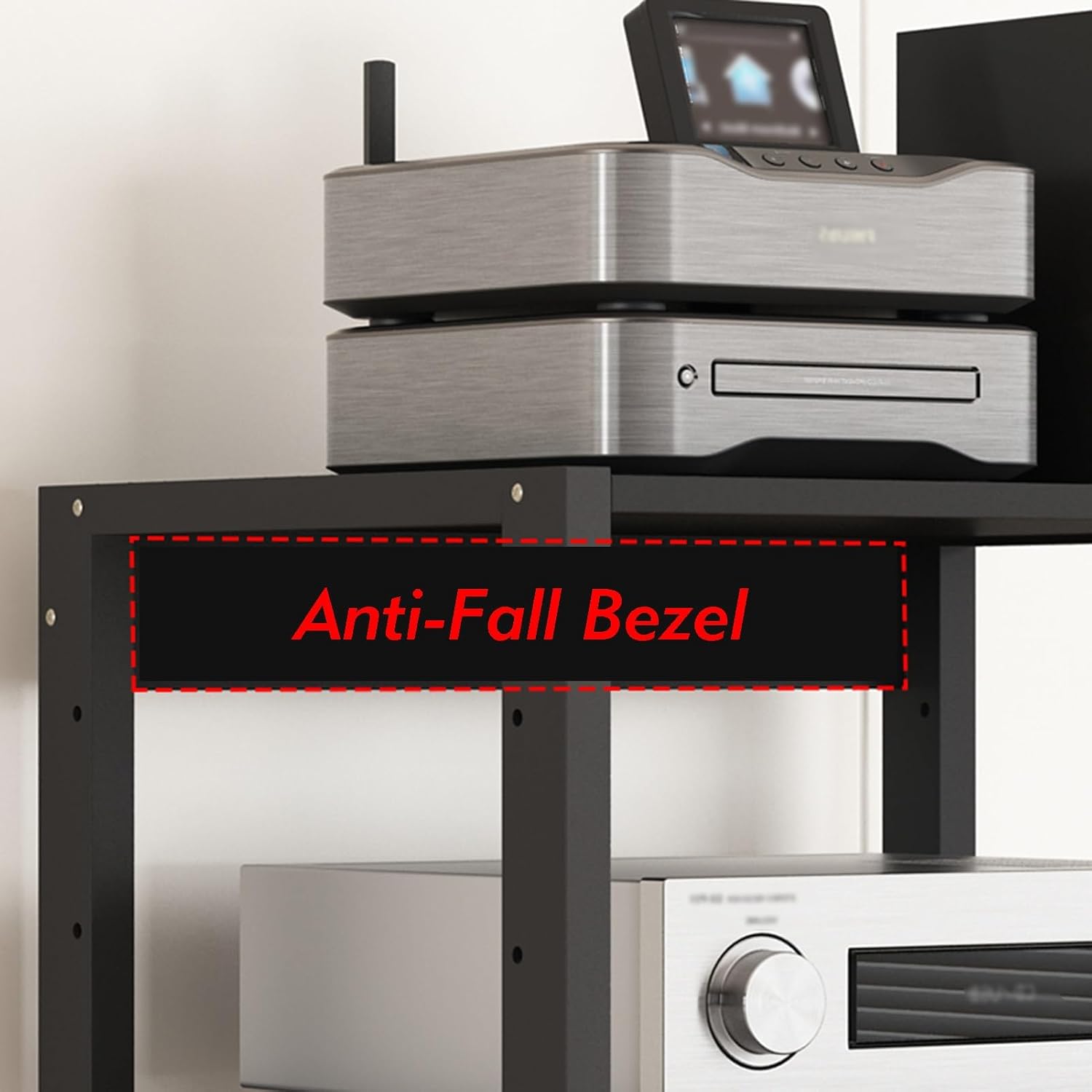 6 Tier Furniture Media Rack DVD CD Player Stand Audio Rack Power Amplifier Equipment Cabinet with Height Adjustable Wood Shelf Floor Standing Storage Rack 50x40x110 Cm
