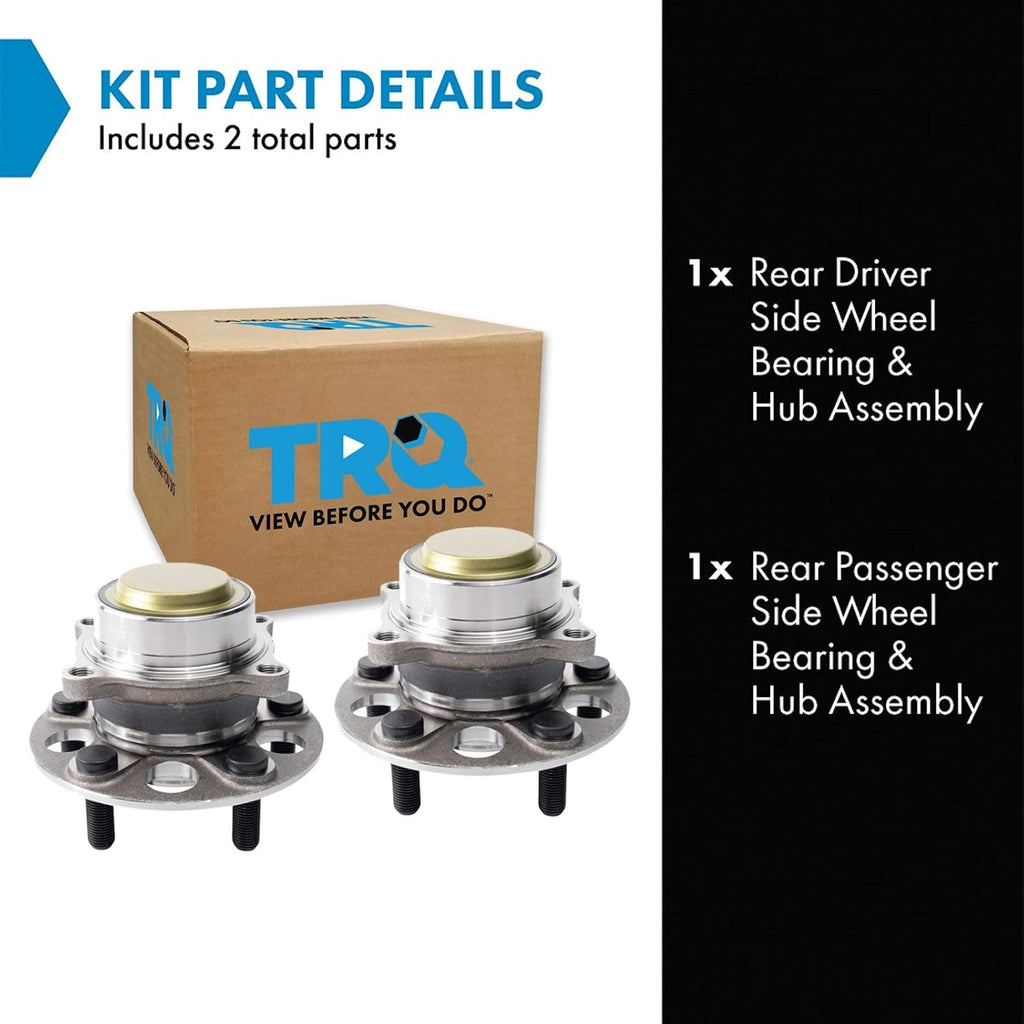 TRQ Rear Left and Right Wheel Bearing and Hub Assembly Set 2 Piece Compatible with 2018-2023 Honda Odyssey 2021-2022 Acura TLX Base Model 2023 TLX