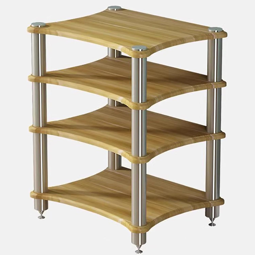 Solid Wood Media Component Stand Audio Stereo Rack, 1 2 3 4 Tier Stackable Storage Shelf for Radio/Stereo/TV Box/Audio Equipment, Floor-Standing Record Player Stand(HIGT 85cm (33 4/9 in))