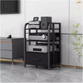 Metal Audio Rack with Drawer 16 18in - 3 Tier Stereo Components Rack/Cabinet - Media Shelf Black for Tv Accessories Games Consoles Audio Equipment(3D1-79cm)