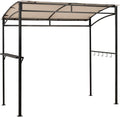 Giantex 7x4.4ft Grill Gazebo, Patio Outdoor Backyard BBQ Canopy Shelter, Soft Top, Heavy-Duty Steel Construction, Storage Shelf, Hanging Hooks, Bear Opening Setting, Anchor Kit (Beige)