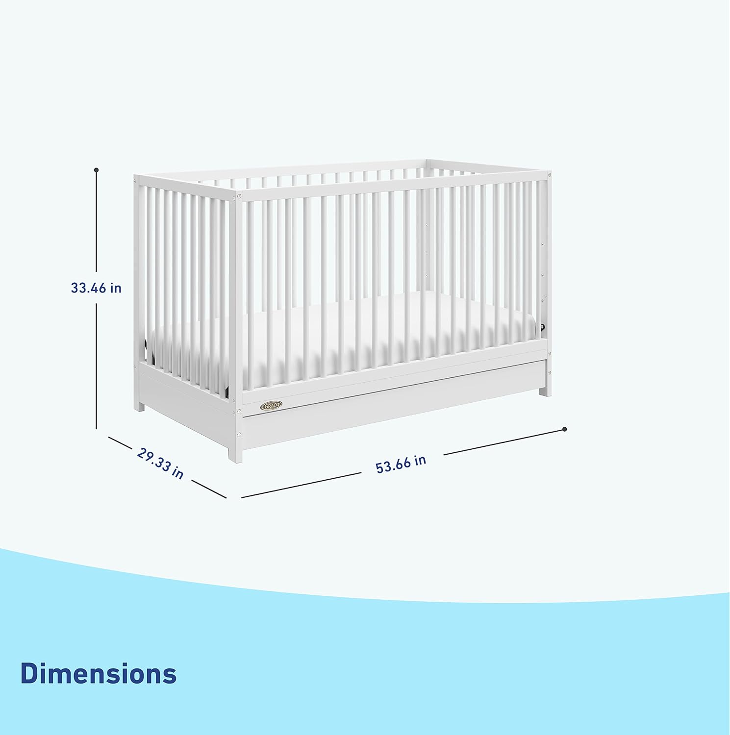 Graco Teddi 5-in-1 Convertible Crib with Drawer – GREENGUARD Gold Certified, Full-Size Nursery Storage Drawer, Baby Crib Converts to Toddler Bed, Daybed and Full-Size Bed (White)