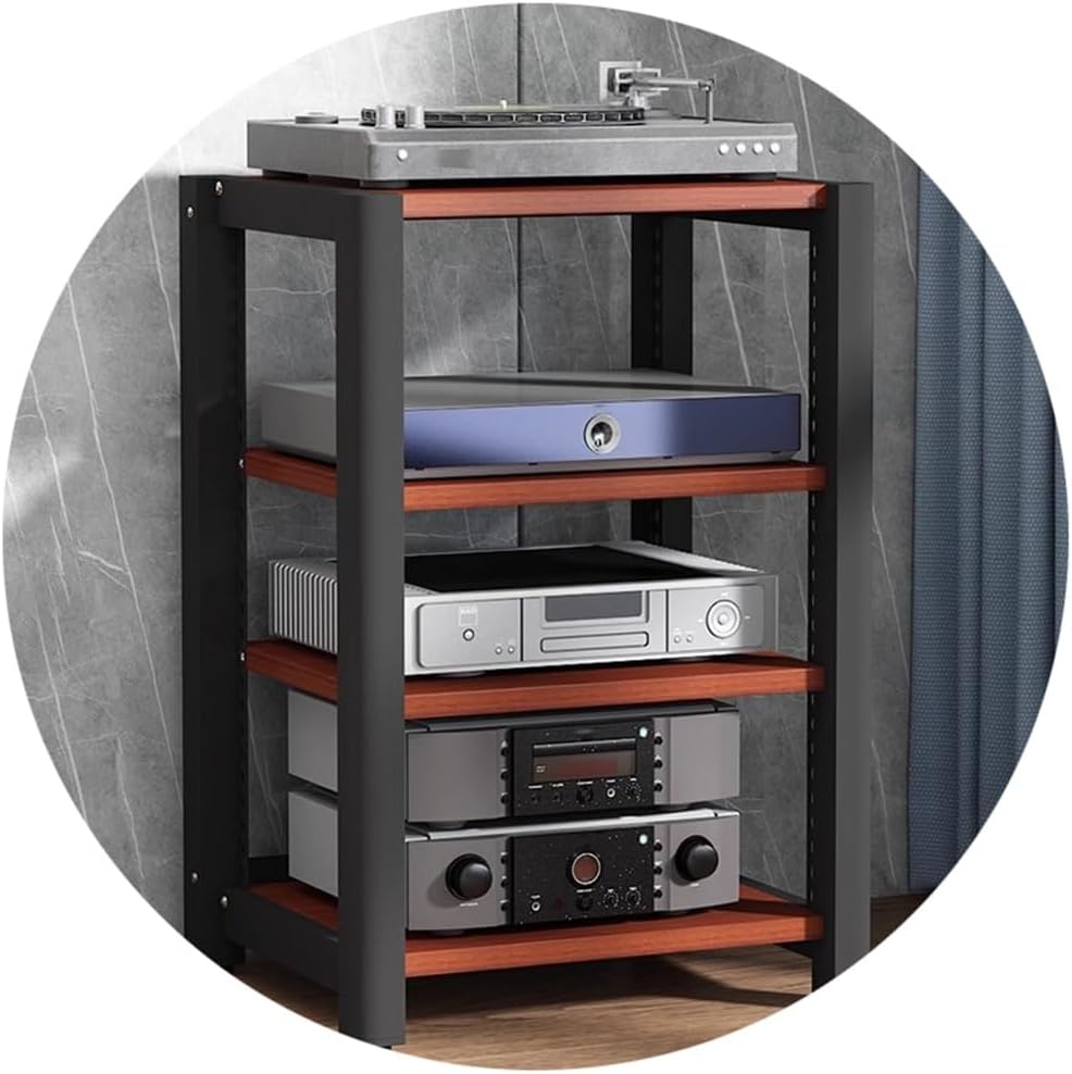 4 Tier HiFi Audio Cabinet Rack AV Shelf TV Stand for Record Player & Turntable Home Entertainment Furniture for AV Amp Rood Design (60x50x85cm)