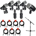 CAD Stage 7 Drum Microphone Pack with Short Tripod Microphone Stand & 7 x XLR Cable Bundle
