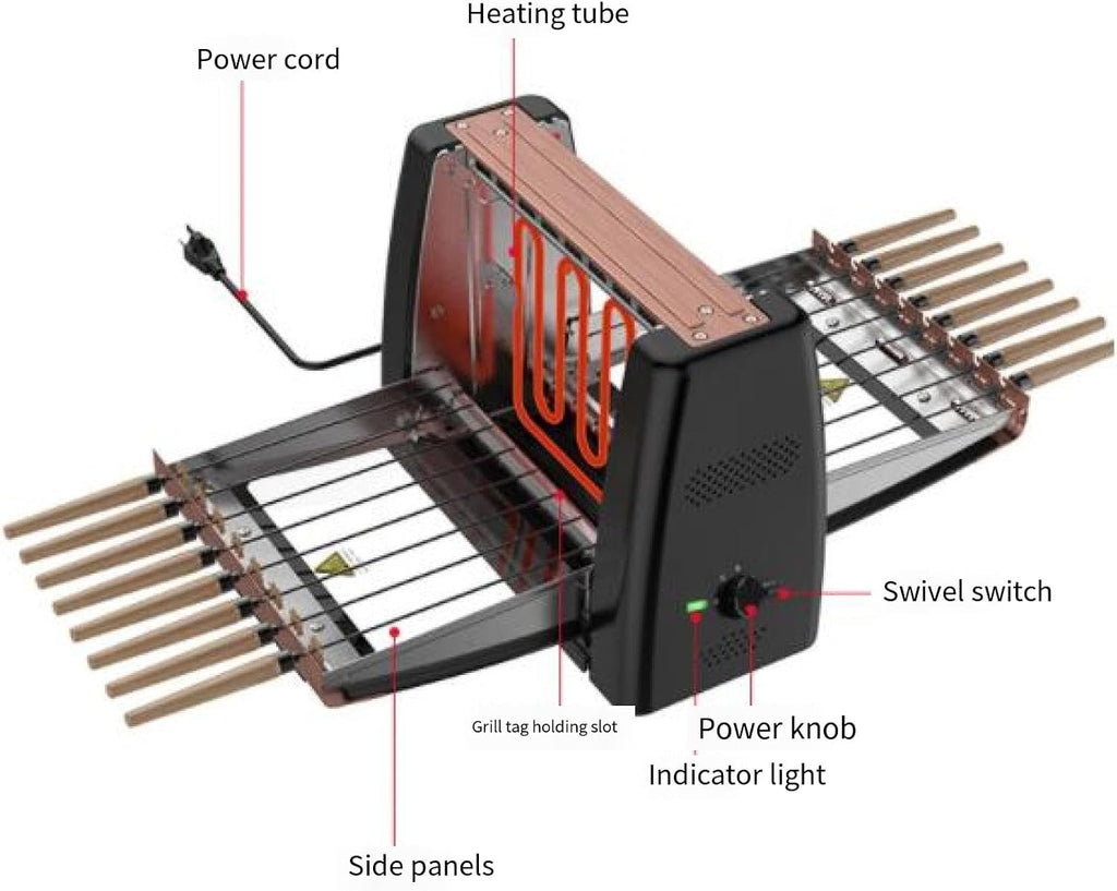 Electric Barbecue Grill and 1200W Smokeless Vertical Grill,360°Automatic Rotating Lamb Skewers Vertical Grill, Cooks Kebabs,Skewers and Roasts,Easy to Clean(16 String):Patio,Lawn,Garden