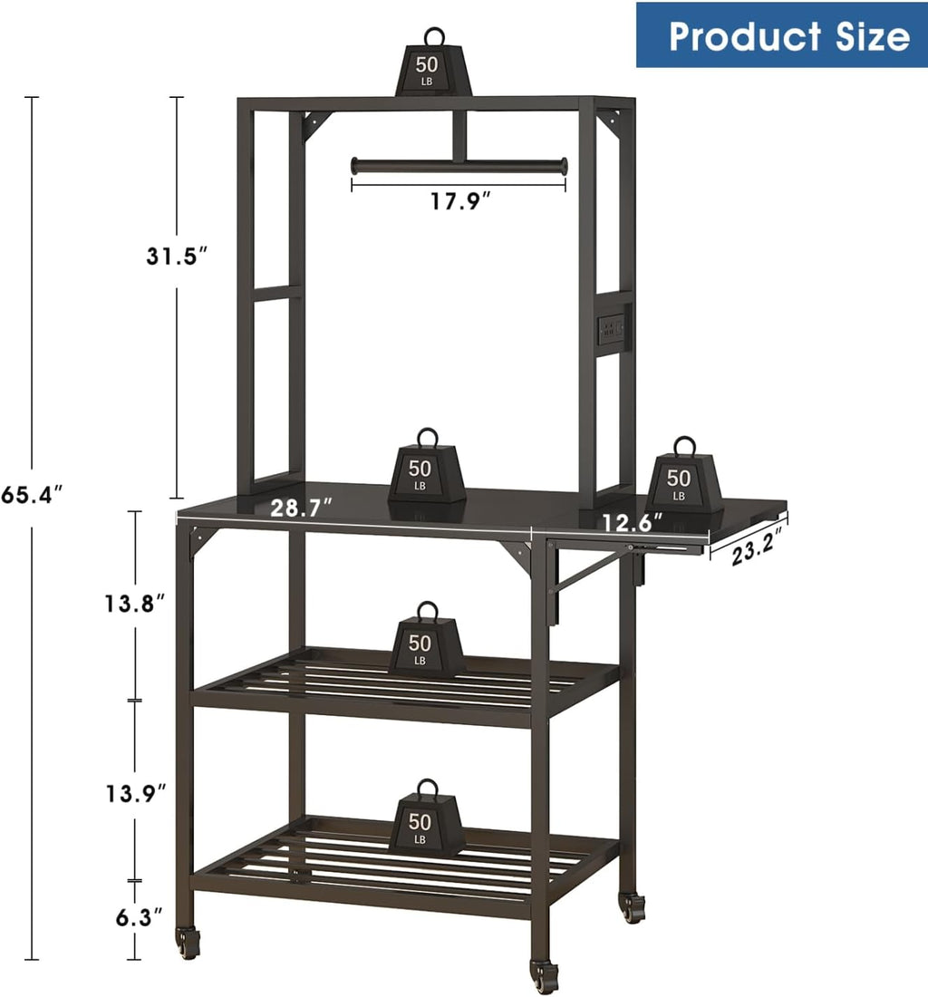 3D Printer Stand, Heavy Duty 3D Printer Table Stand with Filament Storage Rack, T-Shaped Spools Holder Rack with Wheels,3D Printer Workbench for 3D Printing Studio, Home Office Workshop