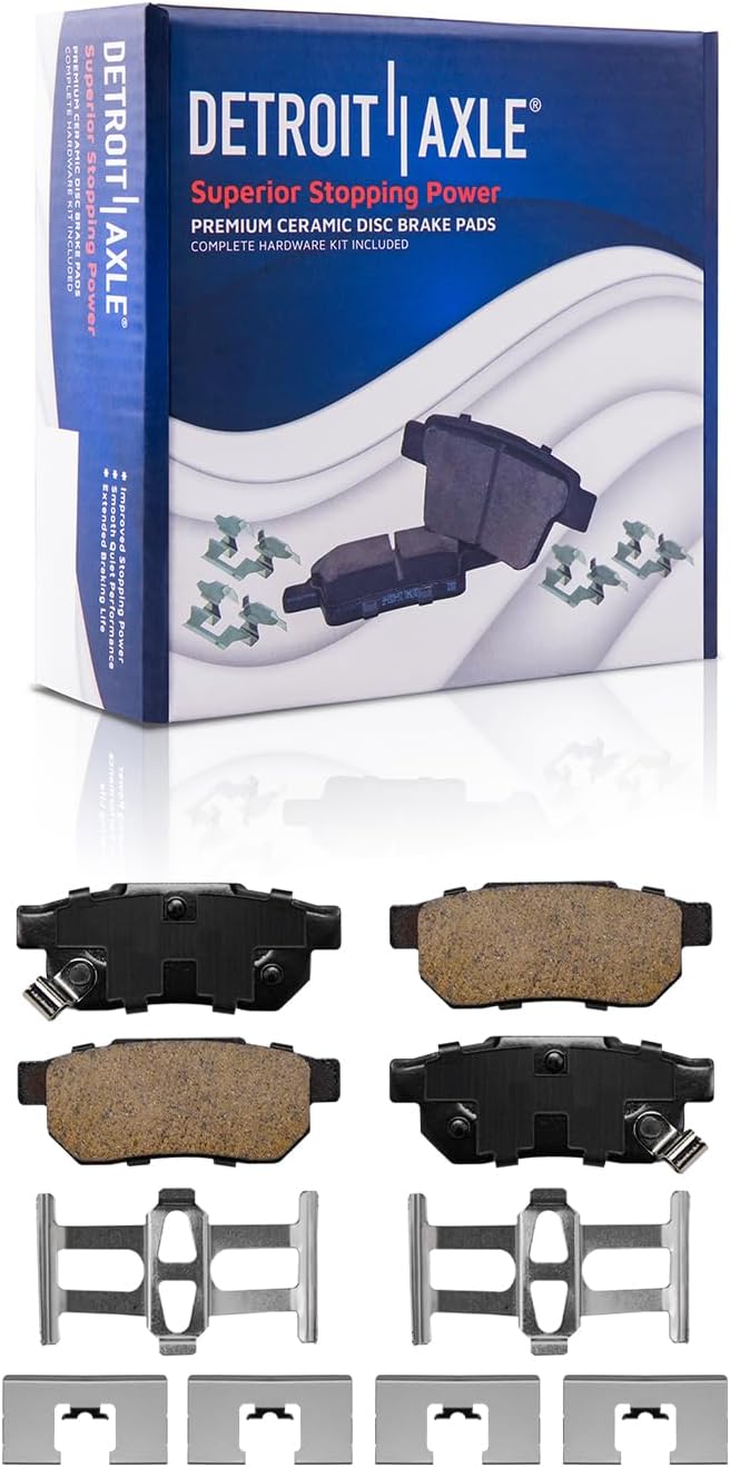 Detroit Axle - Brake Kit for 1992-1995 Honda Civic 1993-1997 Civic Del Sol, Disc Brake Rotors Ceramic Brake Pads Replacement : 9.45' inch Front & 9.41' inch Rear Rotor