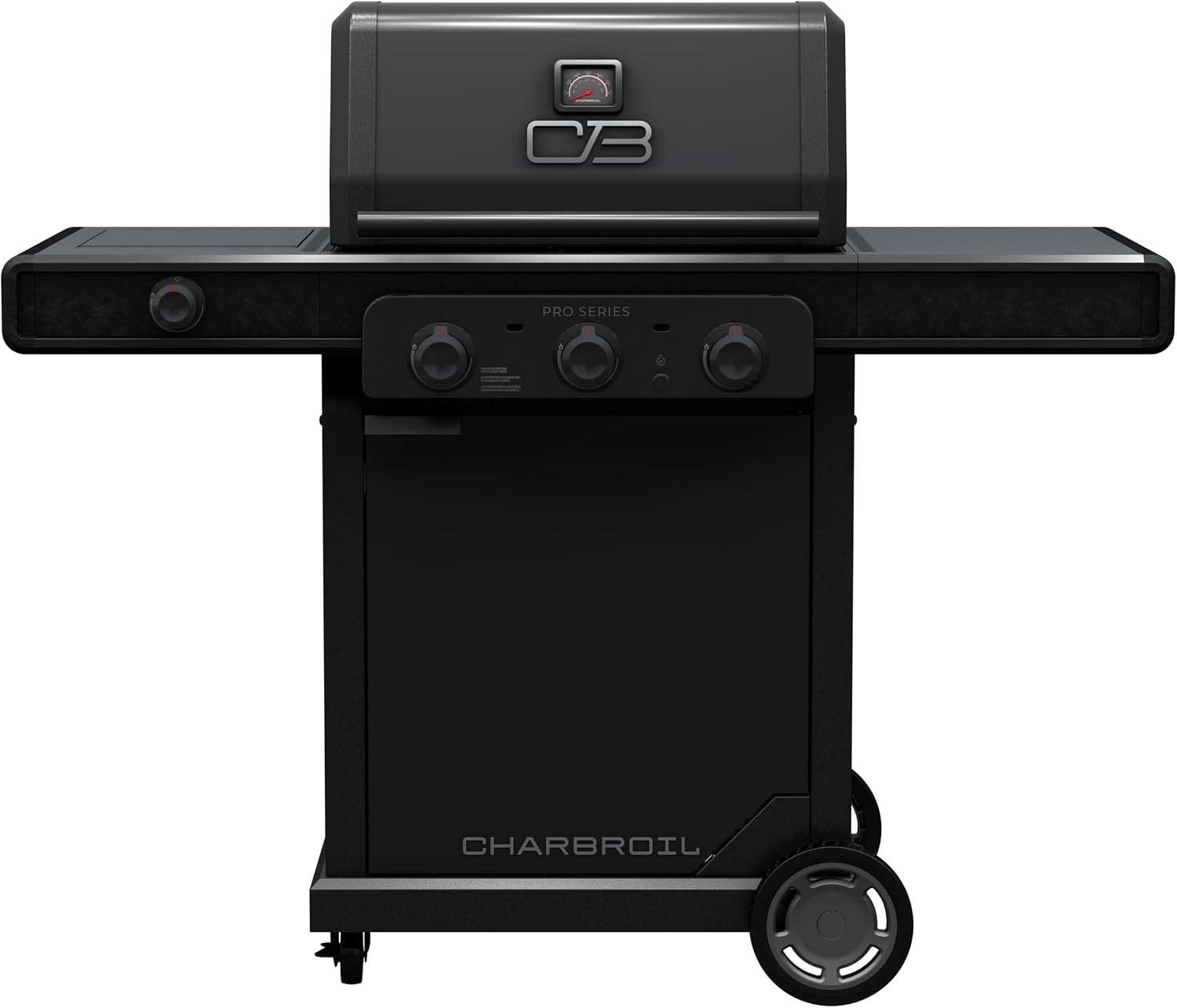 Charbroil Pro Series Amplifire Technology 3-Burner Propane Gas Grill and Griddle Cabinet with Side Burner, Black - 463366724