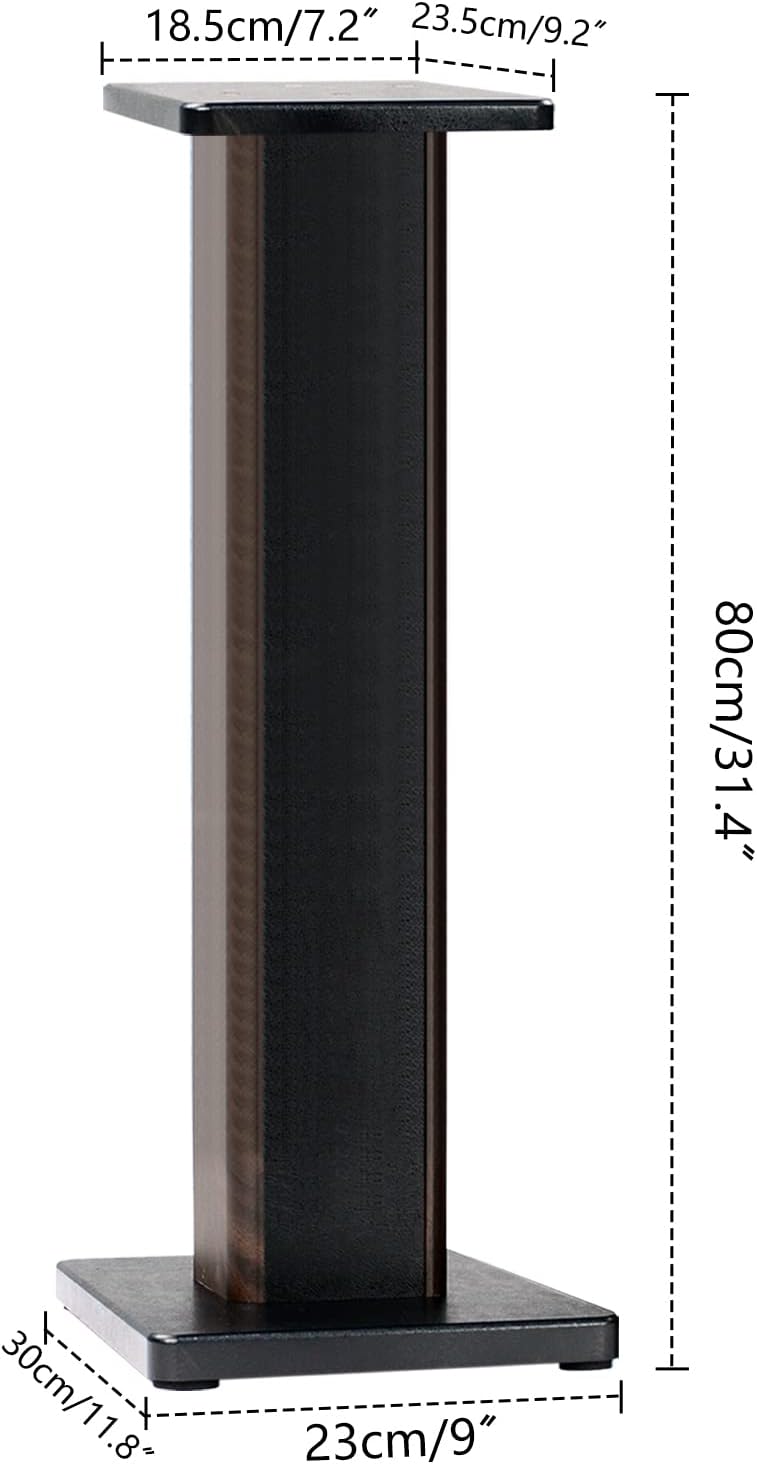 31.5 Inch (80CM) - Pair- Wood Speaker Stands for Home-Cinema HiFi Desktop and Satellite Speakers Monitor Stands, Enhanced Audio Listening Experience for Home Theaters