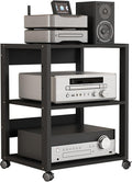 YLLFFLL Black Audio Component Rack Tower Media Stereo Stand Equipment Shelf, 3/4/5/6/7 Tier Media Storage Cabinet with Adjustable Shelf, HiFi Units Furniture(3 Layer)