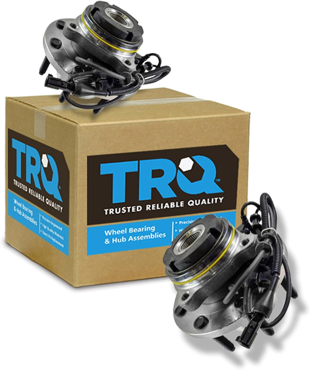 TRQ Front Left and Right Wheel Bearing and Hub Assembly Set 2 Piece Compatible with 03-04 Ford F-250 Super Duty 4WD 03-04 F-350 Super Duty 4WD M14x1.5 Fine Thread Wheel Studs Single Rear Wheels SRW