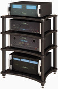 Audio Cabinet Rack 1-4 Tier AV Media Stand with 4 Steel Post, Vintage Furniture Stereo Cabinet Audio Rack Tower, Large Storage Capacity Equipment Holders for Living Room(4 Tier)