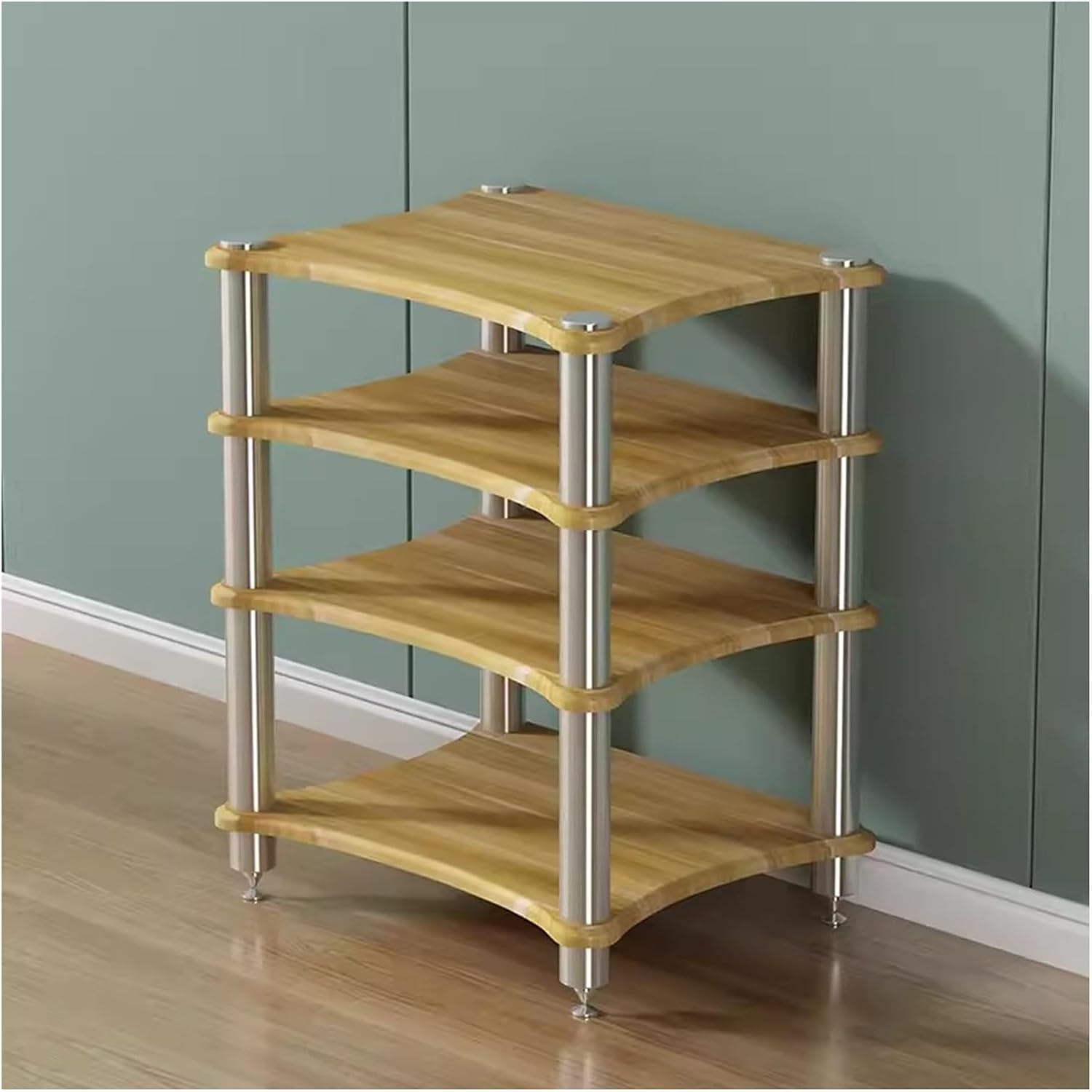 4-Tier Media Shelf Video Component Cabinet, CD Changer/Radio/DVD Players/Audio Equipment Racks, Record Player Stand for Pantry Cinema Meeting Room
