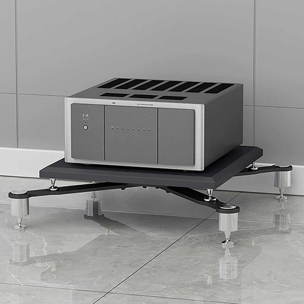 Modern Black Media Stand Entertainment Center With Metal Frame Corner Shelf Audio Rack Storage Cabinet For Audio Video Equipment Shock Absorbing Nails 3 Tier 70X70X75Cm,Silver,1 tier 70x70x15CM