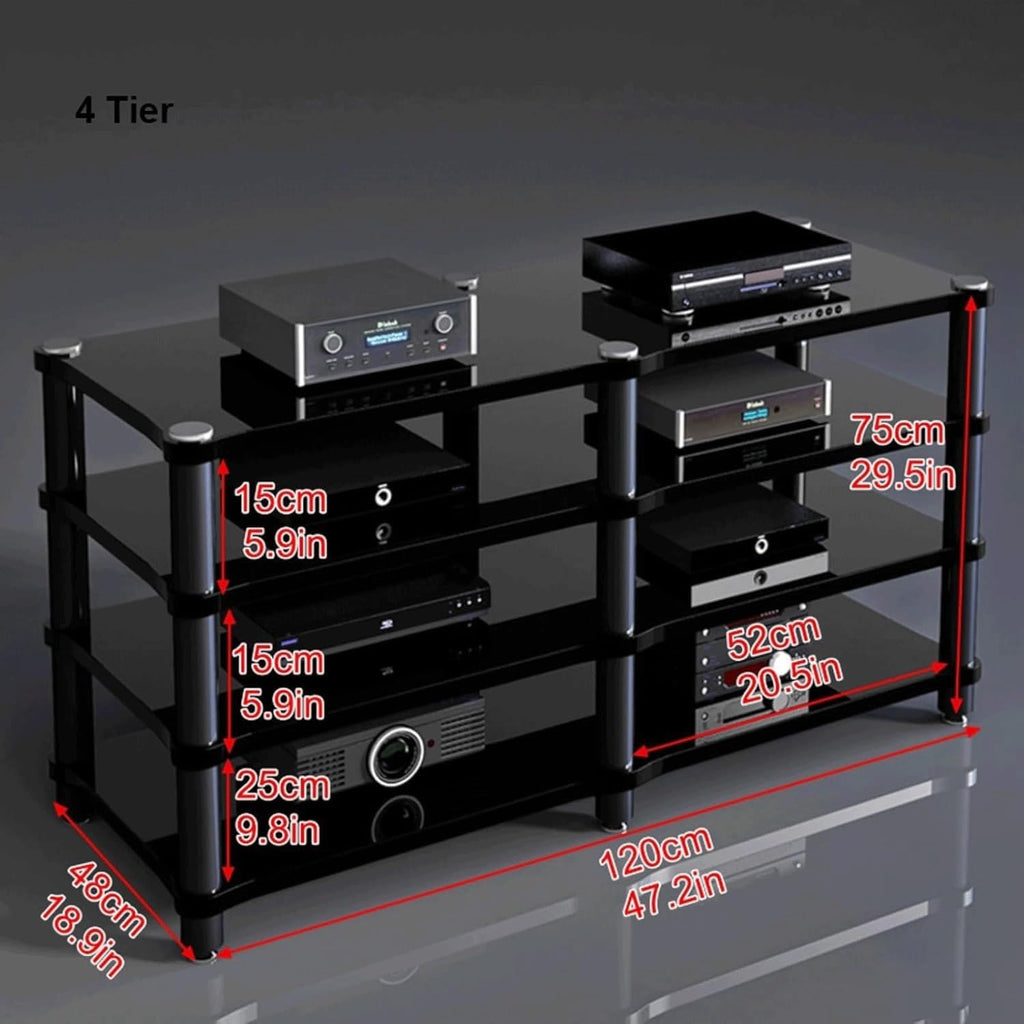 Audio Rack 1/2/3/4 Tier Stereo Rack Audio Equipment Rack Audio Stereo Shelf Wooden HiFi Rack Audio-Video Shelving Shock-Absorbing(Multi-Colored,4 Tier)