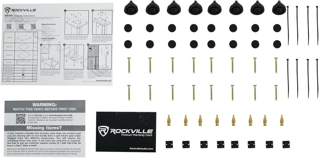 Rockville Pair SS36C 36' Classic Wood-Grain Speaker Stands, Solid MDF, 100 lb Capacity, Dual Top Plates, Isolation Pads, Brass and Rubber Spikes, Cable Management for Home Audio and Studio