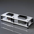 AV Media Stand, Audio Rack with Shock-Absorbing, Stereo Cabinet Corner Component Cabinet, Power Amplifier Shelf Equipment, Large Capacity Space(White,2 Tier 120x48x37CM)
