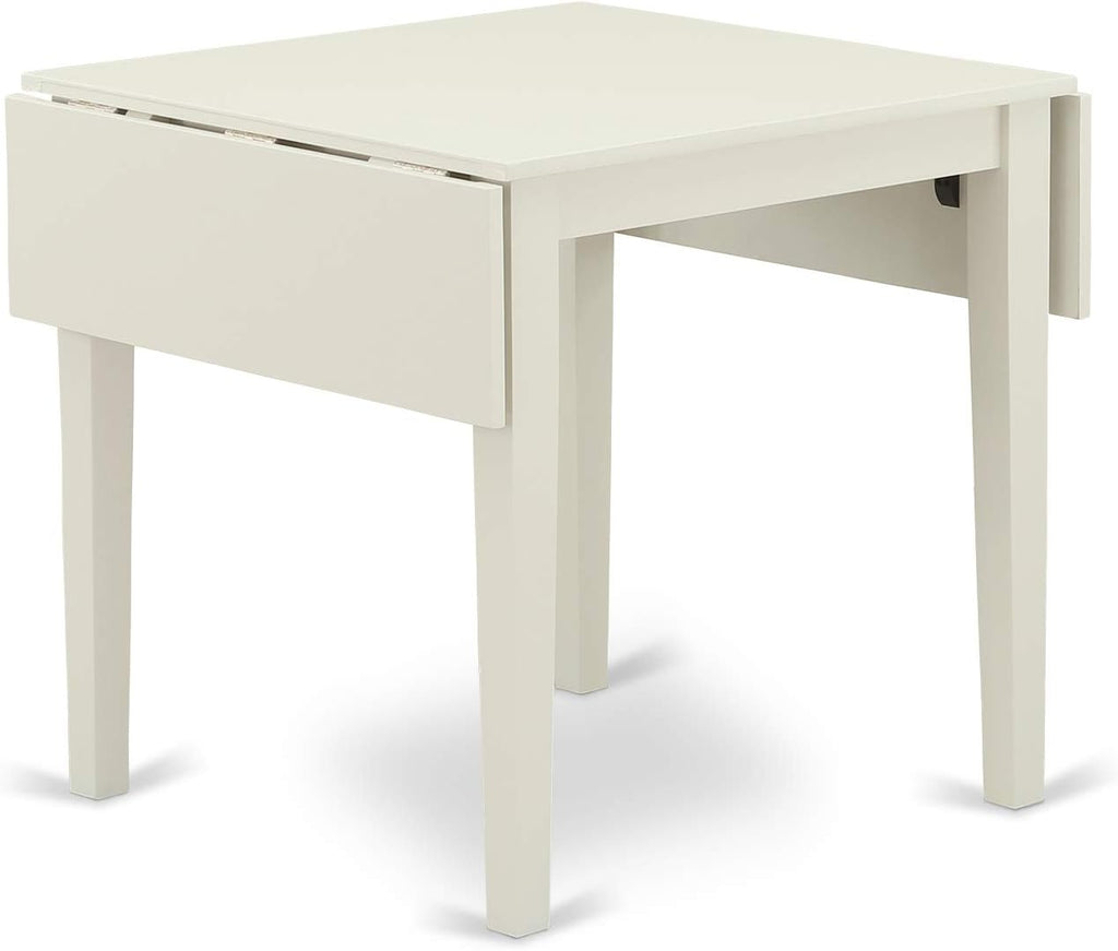 East West Furniture 1NDCE3-LWH-15 3 Piece Kitchen Table & Chairs Set Contains a Rectangle Dining Room Table with Dropleaf and 2 Baby Blue Linen Fabric Parsons Chairs, 30x48 Inch, Linen White