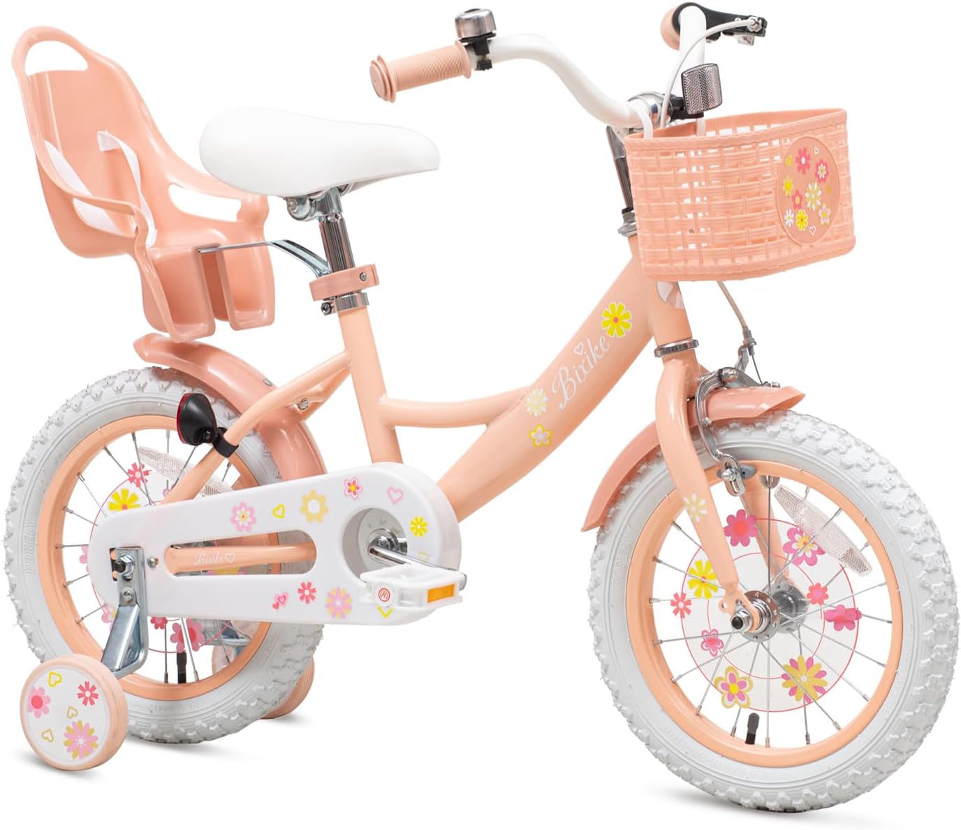 Bixike Girls Bike with Basket for Toddlers and Kids Aged 3-14 Years Old, 12 14 16 18 Inch with Training Wheels & Doll Seat, 20 Inch with Kickstand & Rear Rack, Princess Style Bicycle for Gift.