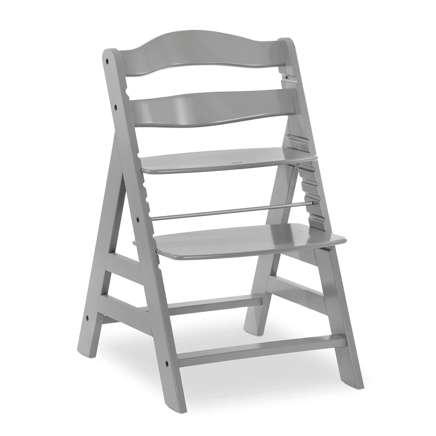 hauck Alpha+ Grow Along Seat Solid Beechwood Booster Chair with Adjustable Seat, 5 Point Safety Harness, & Bumper Bar for Infants & Toddlers, Grey