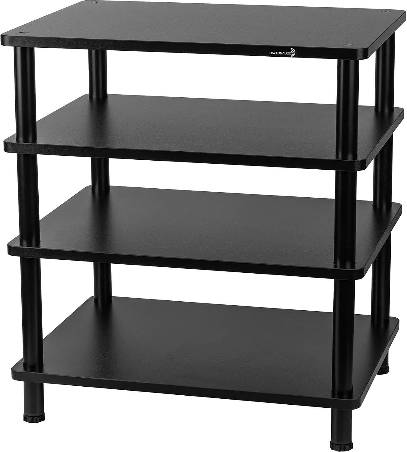 Dayton Audio 4-Tier AV Media Stand – Sturdy Audio Rack Shelf for Stereo, Hi-Fi, and Home Theater Equipment – Modern Audio/Video Component Organizer