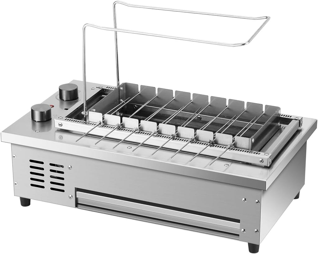 Automatic Barbecue Oven,Auto flip grill,Commercial Korean BBQ Grill,Auto Roating Smokeless Searing Oen,Electric Yakitori Griddle,Temperature Adjustable,Roating,8 Skewers,110V