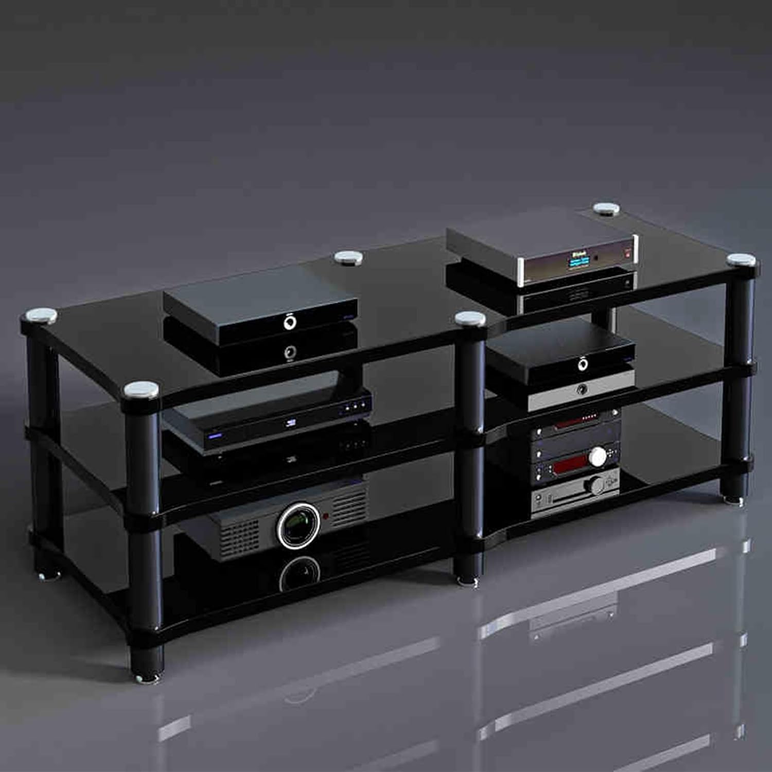 Audio Rack, Portable Media Storage Rack,Media Storage,Modern Cabinet with Cable Management,for Entertainment Stereo Components, for HiFi Audio Equipment