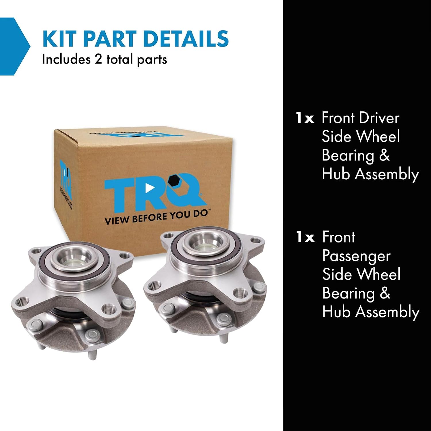 TRQ 2 Piece Front Wheel Bearing & Hub Assembly Set Compatible with 2019-2022 Ford Ranger
