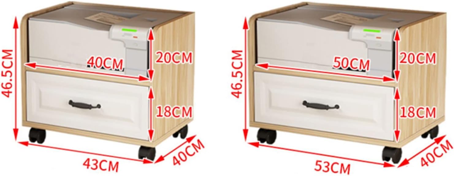 GLigeT Printer Table Printer Stand, Under Desk Mobile Printer Table with Storage Drawer, Home Office Wood Work Cart with Wheels, for Mini 3D Printer Printer Shelf (Size : L43xW40xH46.5cm)