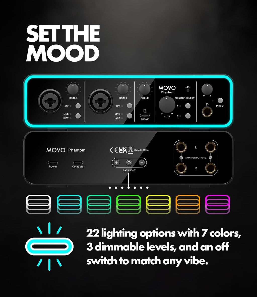 Movo Podcasting Equipment Bundle - Phantom USB Audio Interface, 2 CastMic XLR Dynamic Microphones, 2 Boom Arms and Headphones - Complete Studio Setup for Professional Podcasting and Streaming