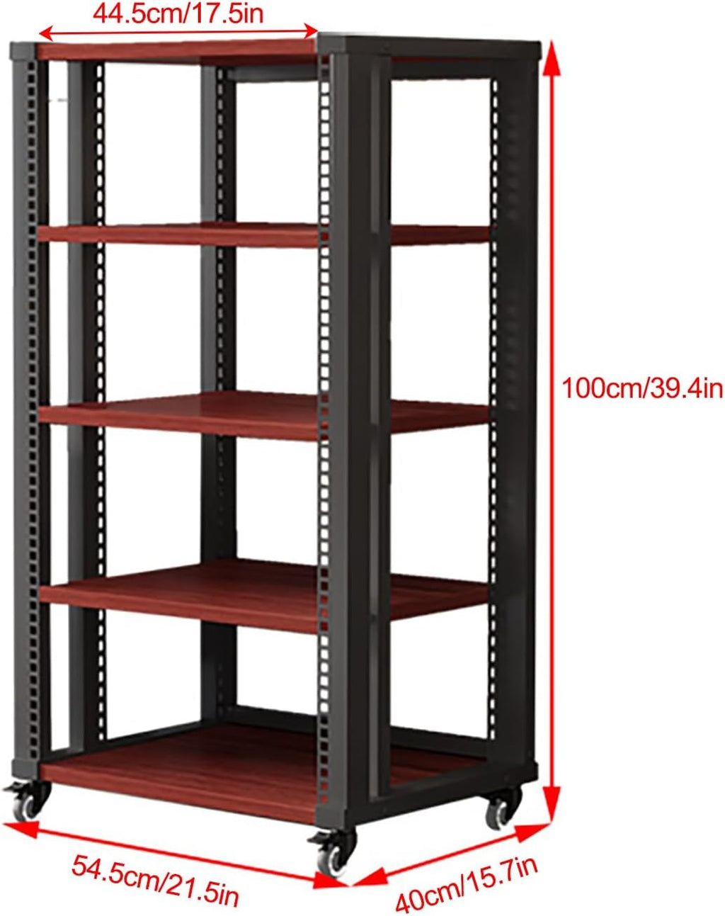 Media Console 5-TierAV Media Stand Audio Rack Tower with Adjustable Shelves, AV Equipment Cabinet Display Stand for Living/Gaming/Recording Room(Brown)