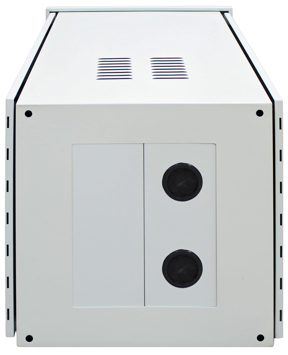 Electriduct 6U Outdoor Cabinet 21.6 Inch Depth IP55 Weather Resistant Enclosure Floor Mount Network Equipment Front & Back Doors, 2 Locks, 4 Keys, 1 Shelf, 2 Fans, Thermostat (600 x 550 mm), White