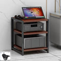 NILZA AV Media Stand with Wheel Audio Rack Video Game Console Shelf 3/4/5/6-Tier Stereo Rack Audio Tower Adjustable Shelves Corner Shelf Av Stand for Recording Room(Teak,3-Tier)