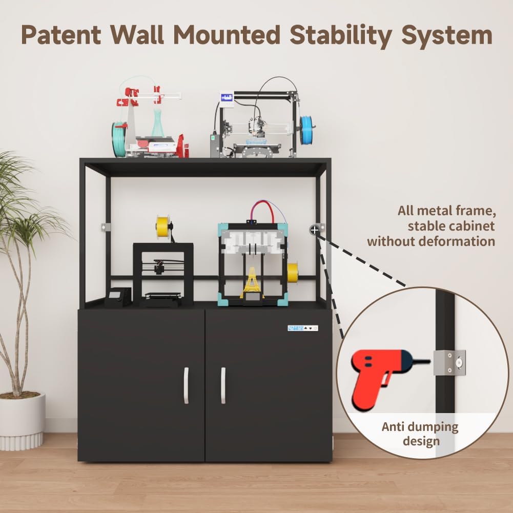 300L 3D Printer Filament Storage Stand with Dehumidifier | Industrial Sealed Dehumidifying Cabinet Holds 160 Rolls -Compatible with PLA/ABS/TPU (300L Black)