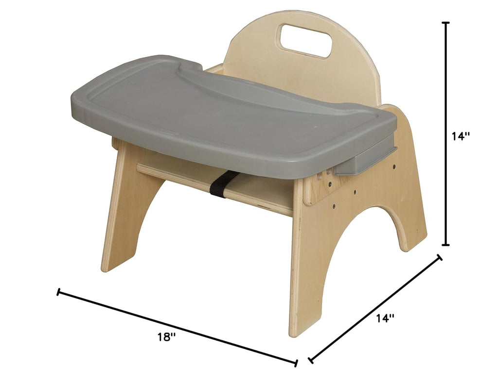 9'H Montessori Wooden Feeding Chair with Safety Harness for Toddlers to Teens, Kids Dining